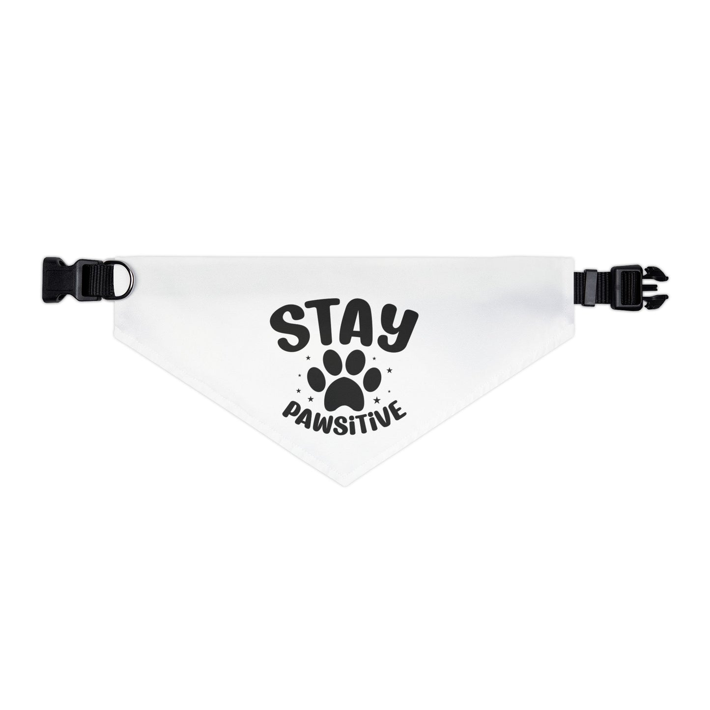 Stay Pawsitive Pet Bandana Collar — White Dog Bandana with Paw Print