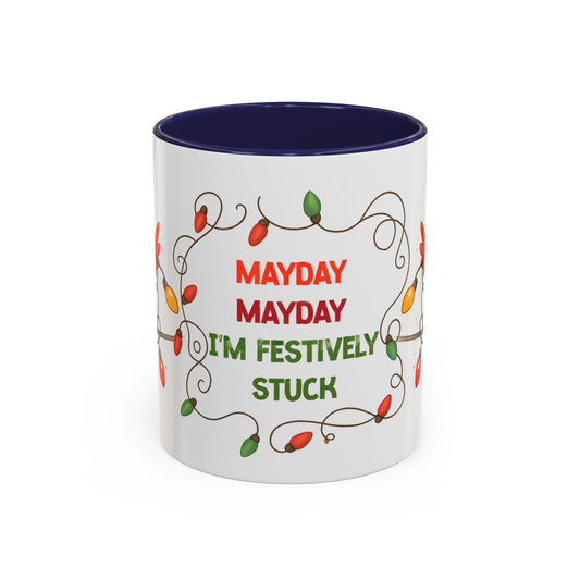 Holiday Coffee Mug - Cardinal and Christmas Lights