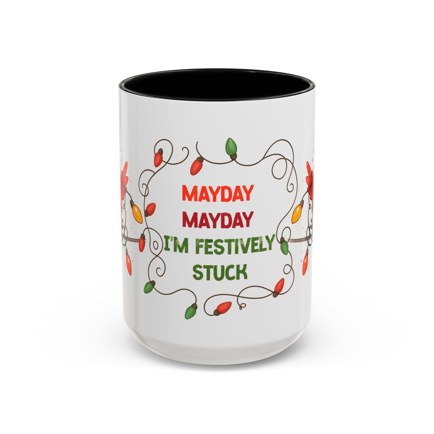 Holiday Coffee Mug - Cardinal and Christmas Lights