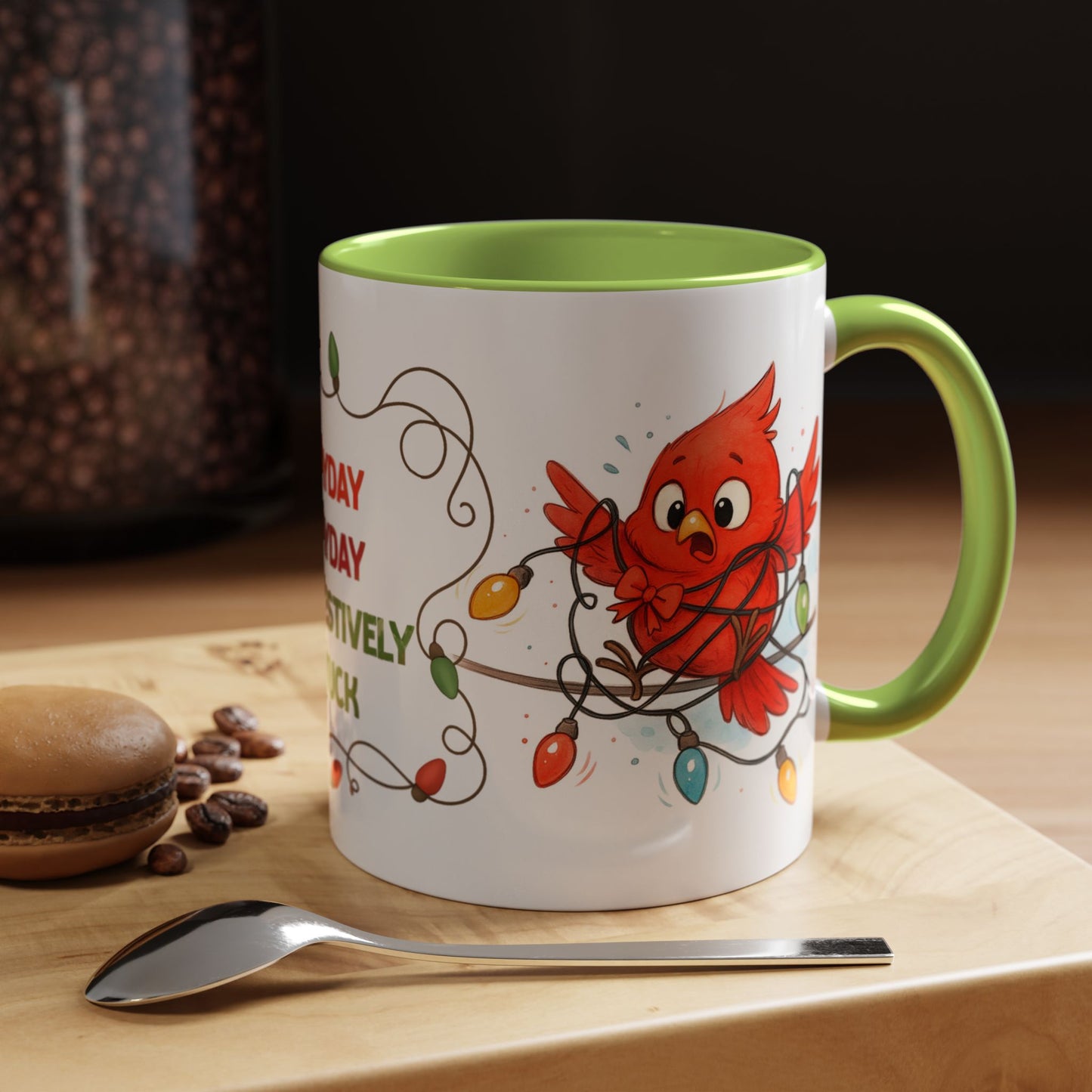 Holiday Coffee Mug - Cardinal and Christmas Lights