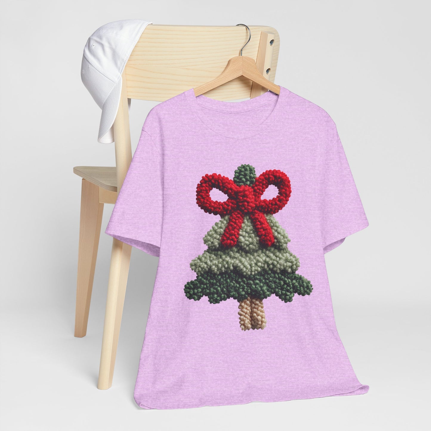 Christmas Tree Knit Tee - Tee with Red Bow