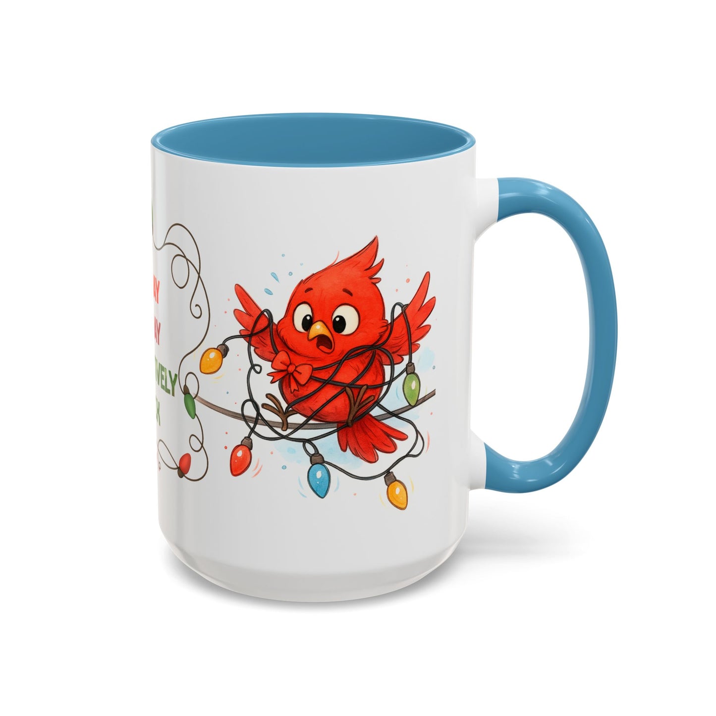 Holiday Coffee Mug - Cardinal and Christmas Lights