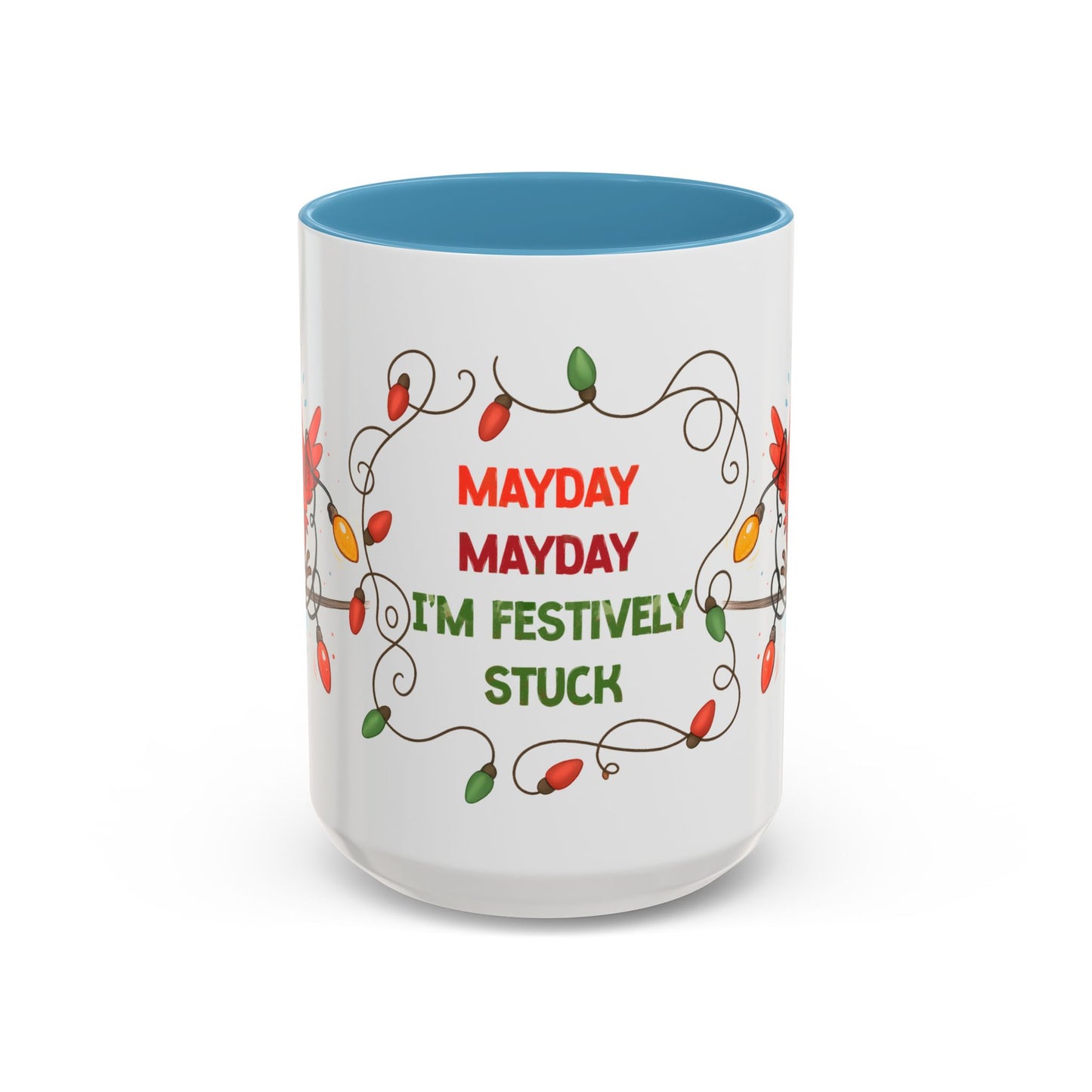 Holiday Coffee Mug - Cardinal and Christmas Lights