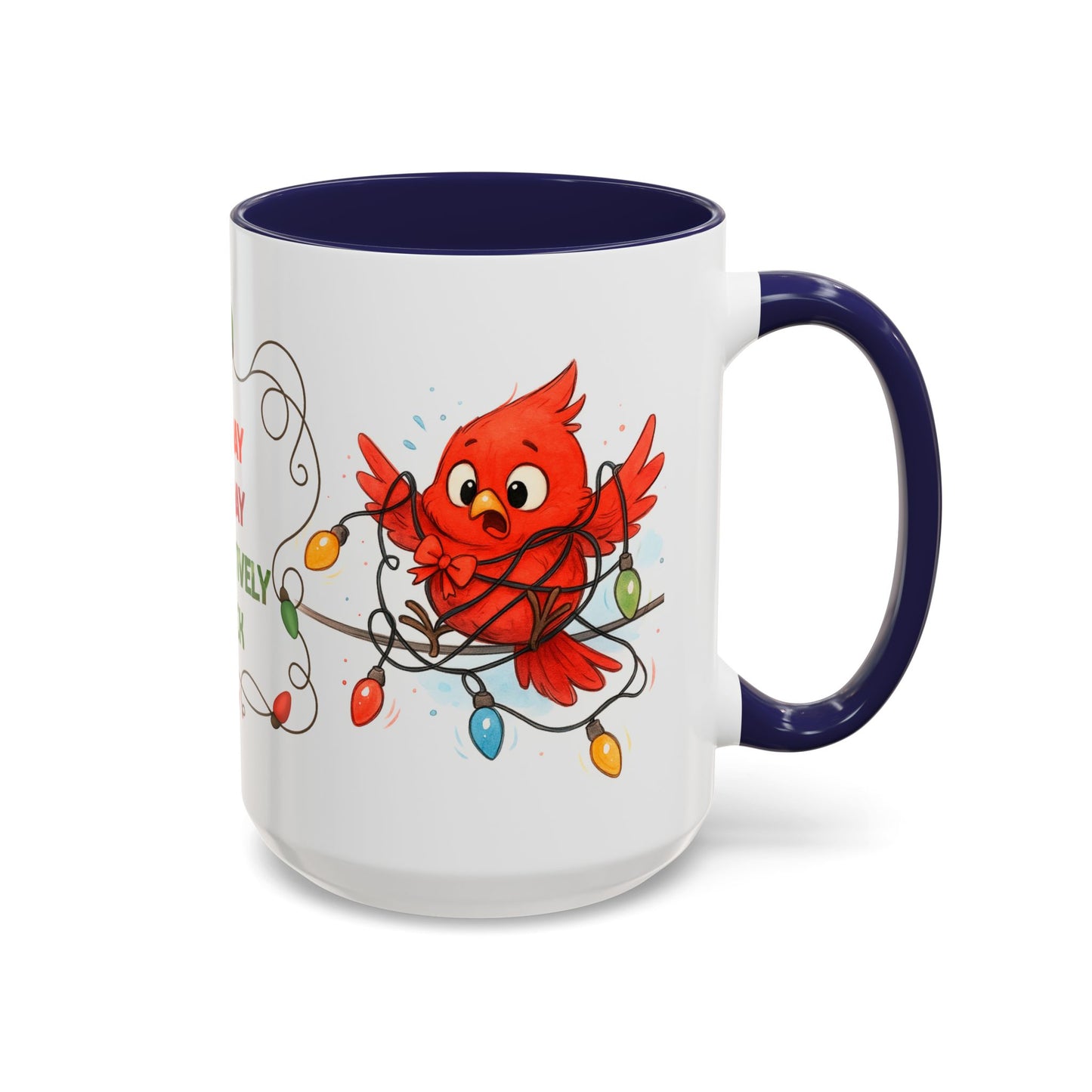 Holiday Coffee Mug - Cardinal and Christmas Lights