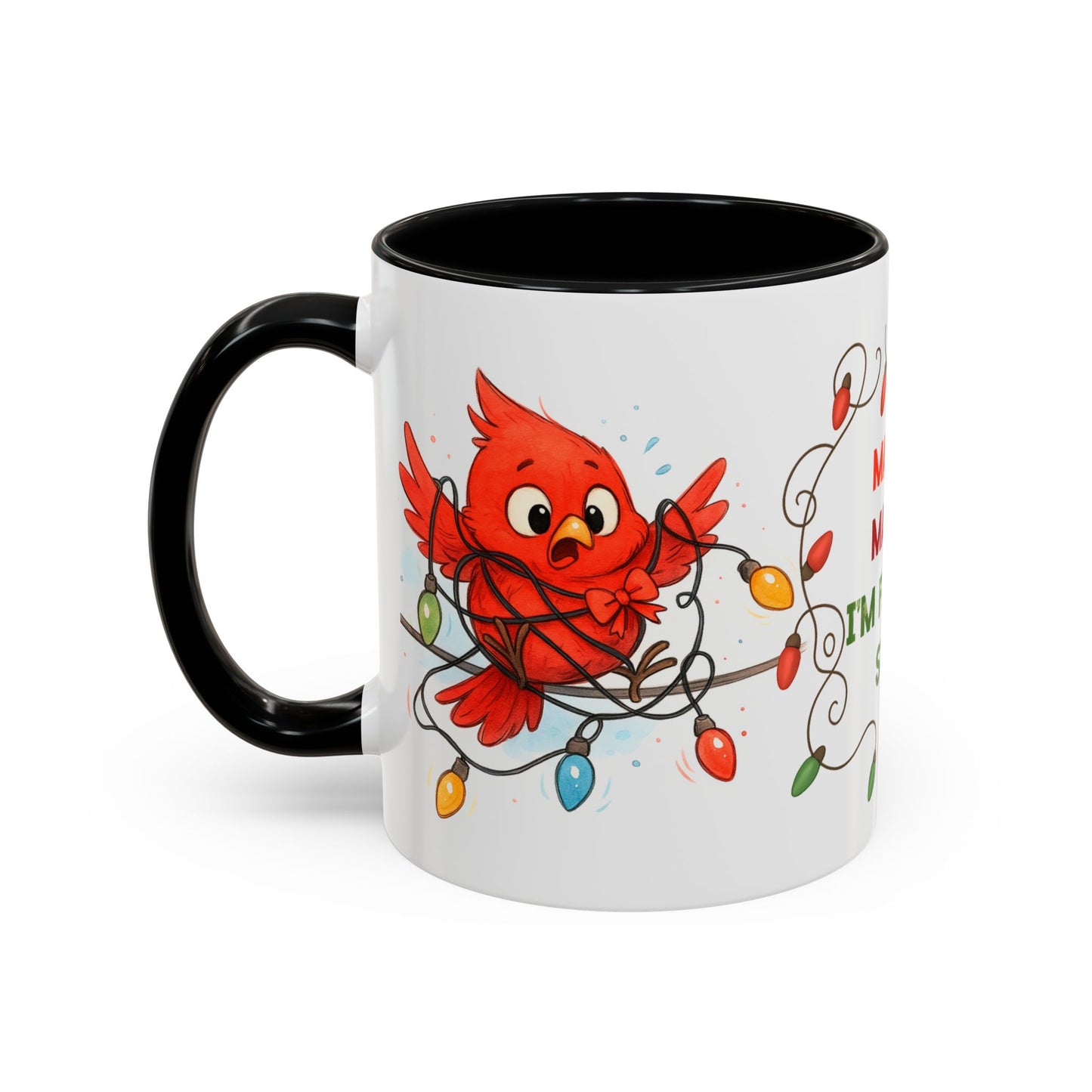 Holiday Coffee Mug - Cardinal and Christmas Lights