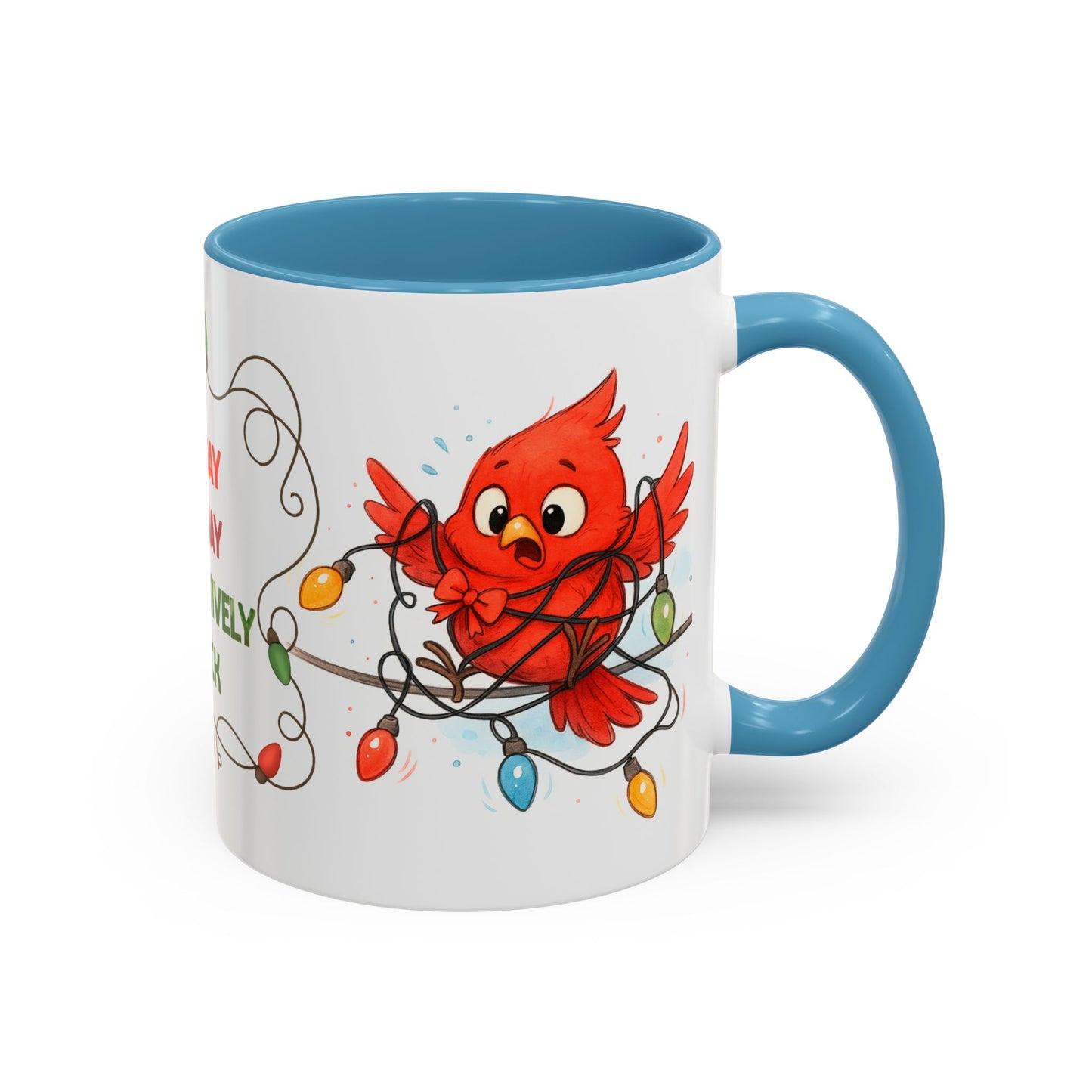 Holiday Coffee Mug - Cardinal and Christmas Lights
