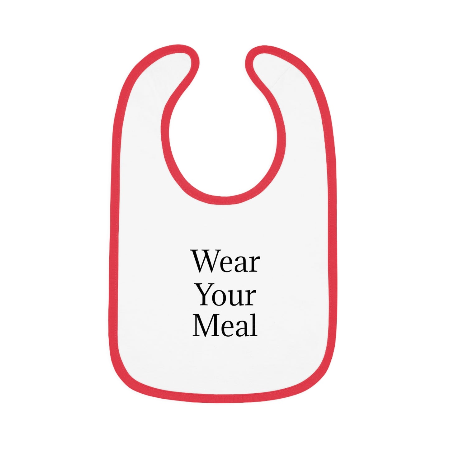 Baby Bib with Red Starburst — Contrast Trim Jersey Feeding Bib