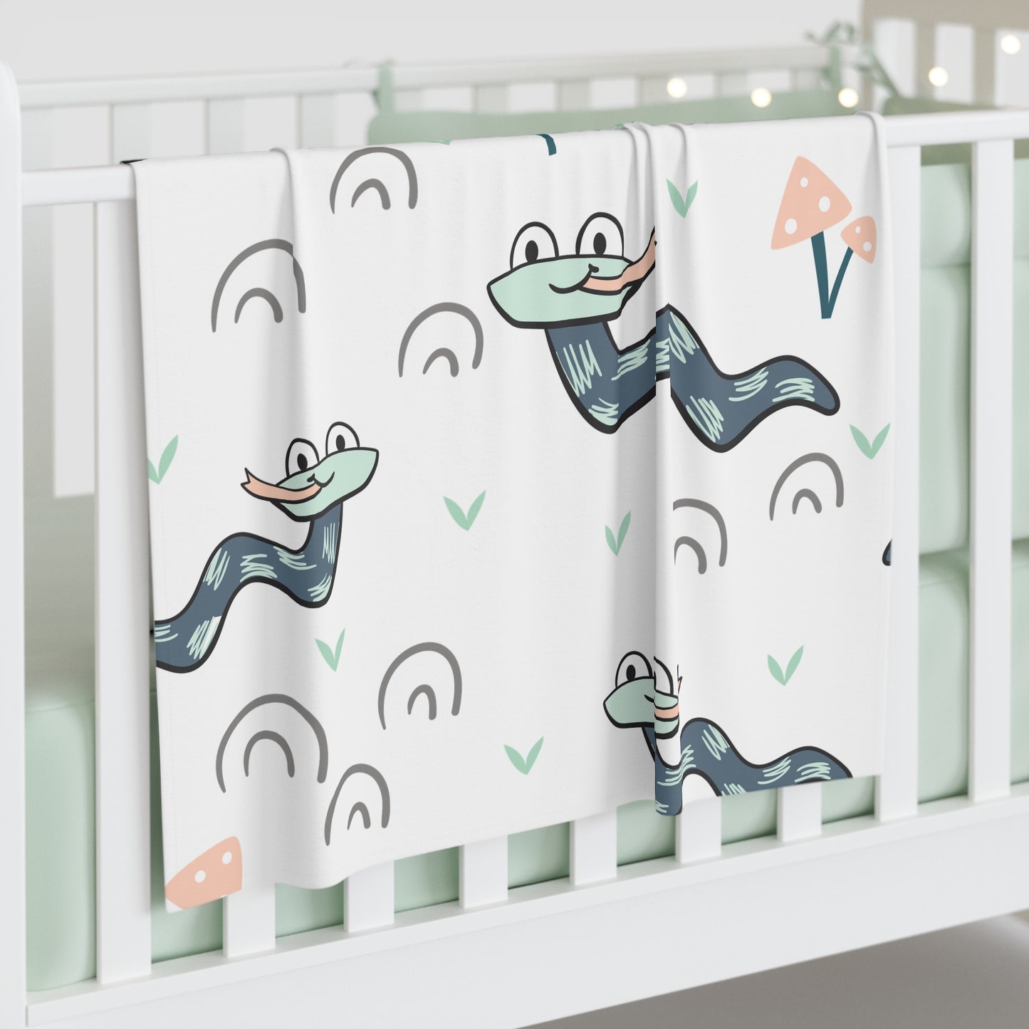 Cute Snake Pattern Baby Swaddle Blanket — Pastel Nursery Muslin Swaddle