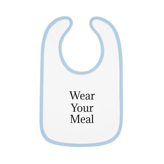 Baby Bib with Red Starburst — Contrast Trim Jersey Feeding Bib