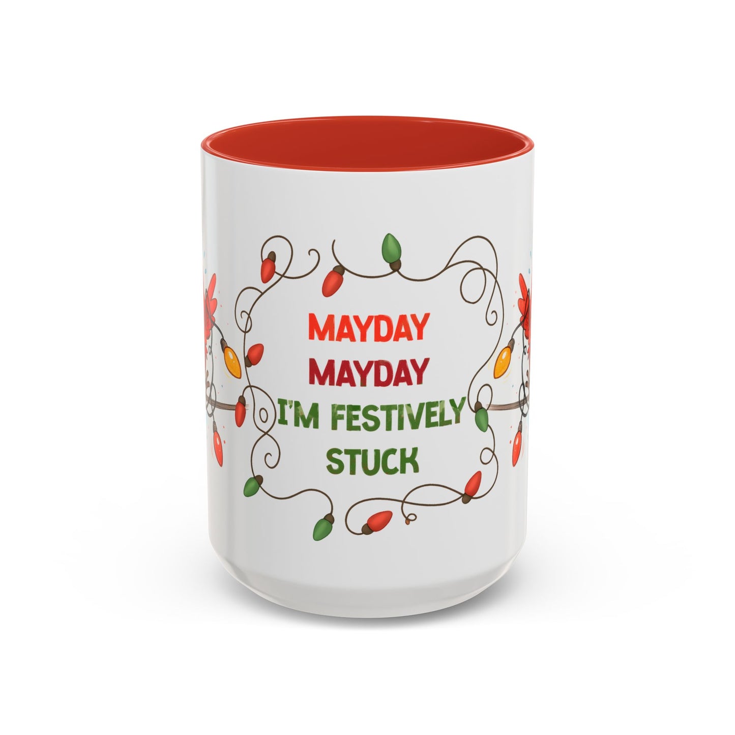 Holiday Coffee Mug - Cardinal and Christmas Lights