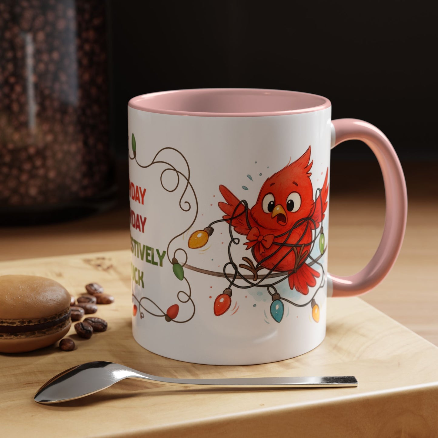 Holiday Coffee Mug - Cardinal and Christmas Lights