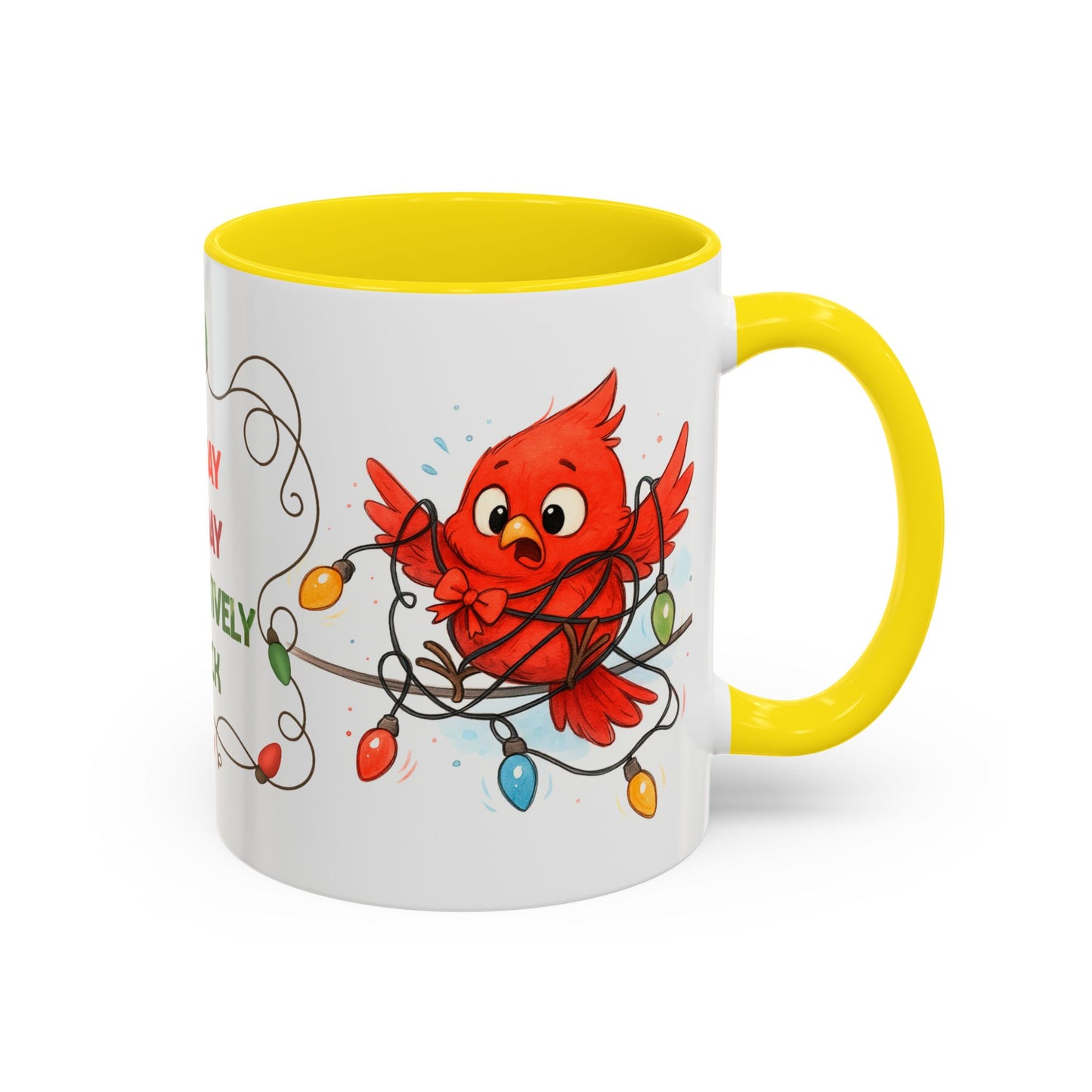 Holiday Coffee Mug - Cardinal and Christmas Lights
