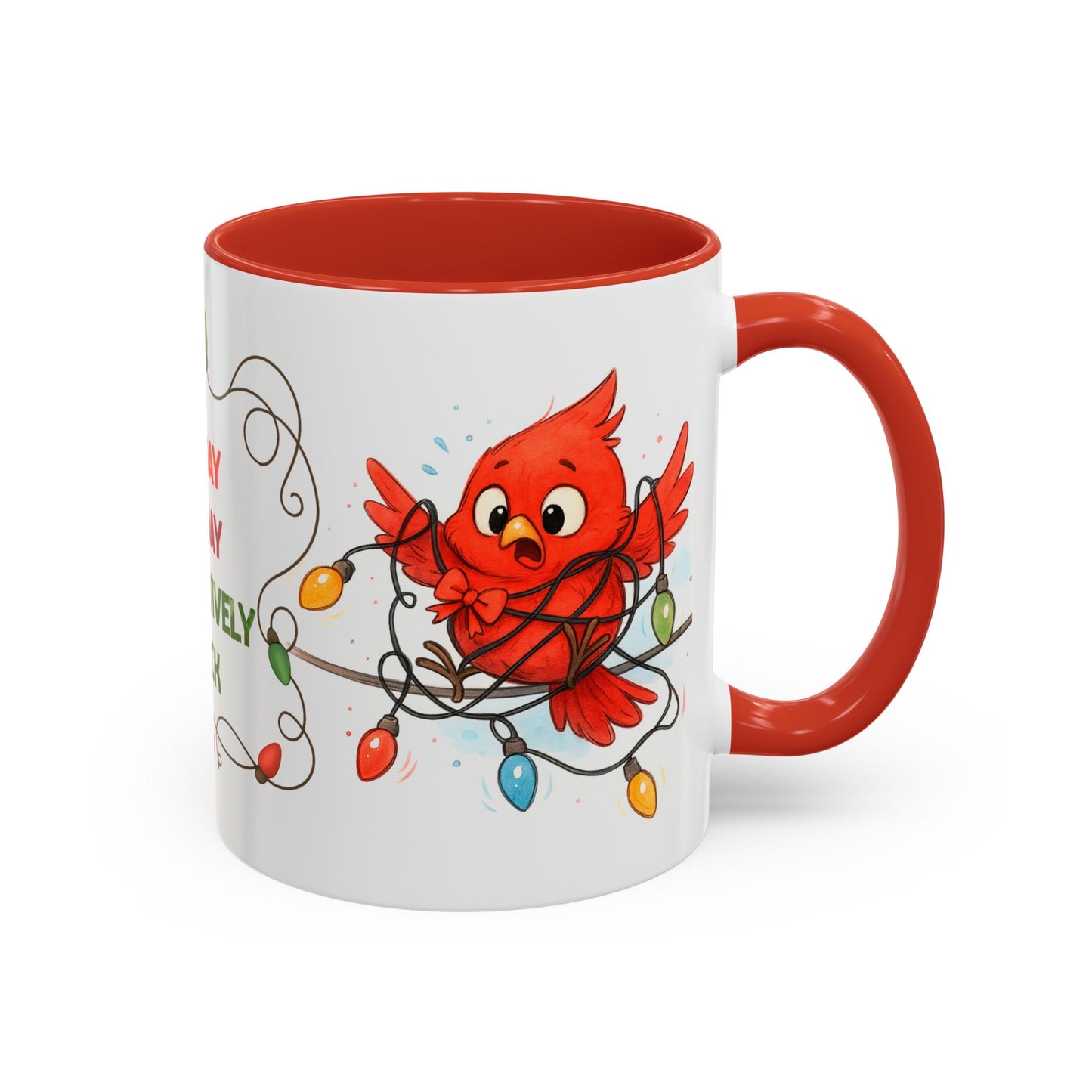 Holiday Coffee Mug - Cardinal and Christmas Lights