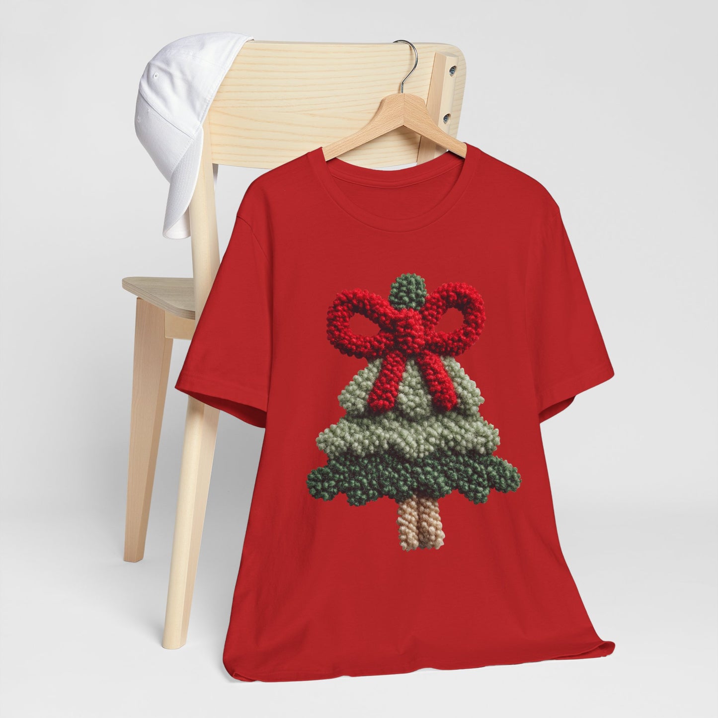 Christmas Tree Knit Tee - Tee with Red Bow