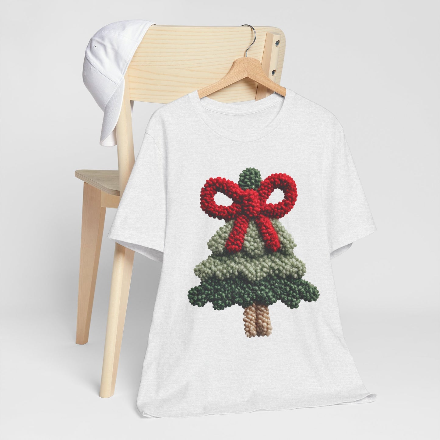 Christmas Tree Knit Tee - Tee with Red Bow