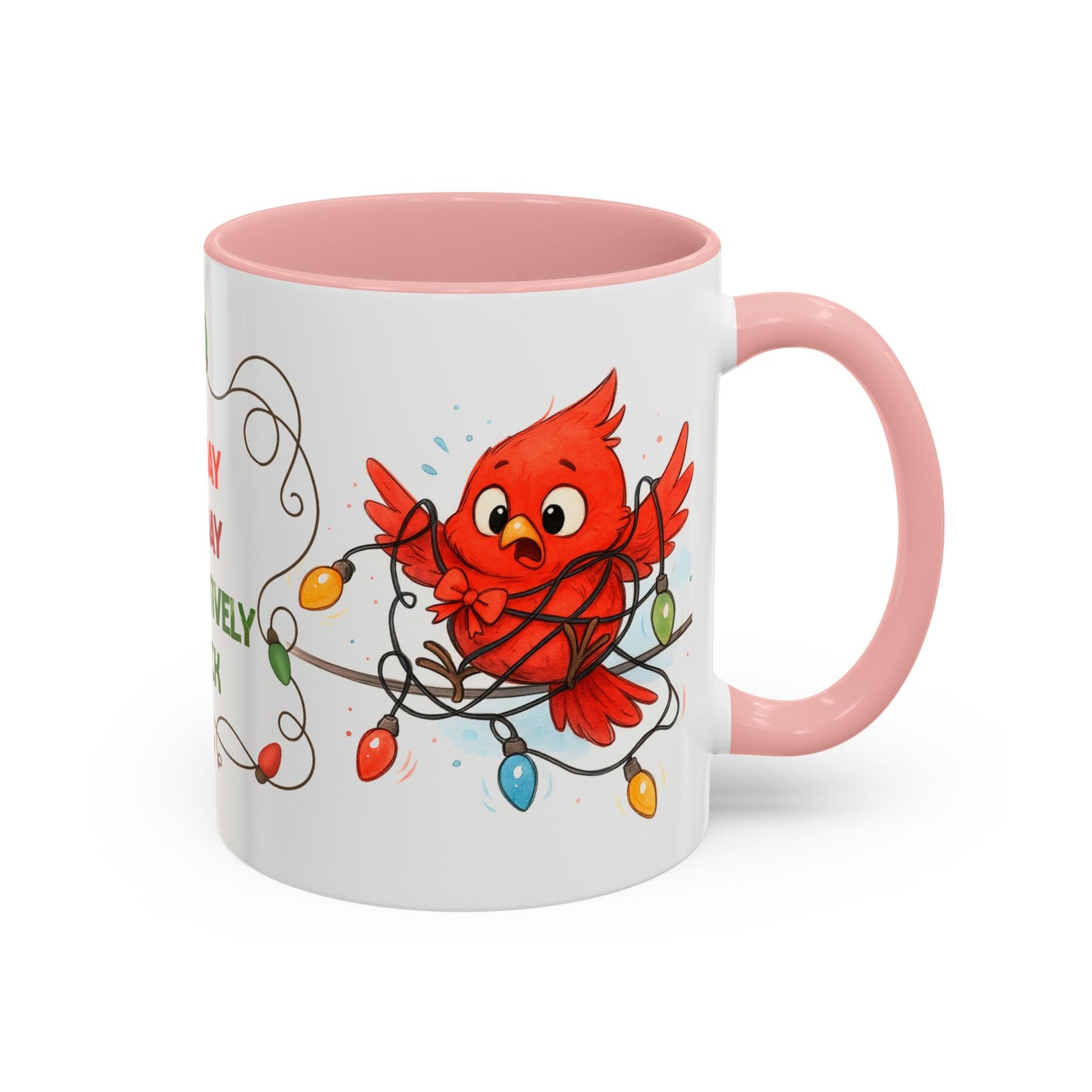 Holiday Coffee Mug - Cardinal and Christmas Lights