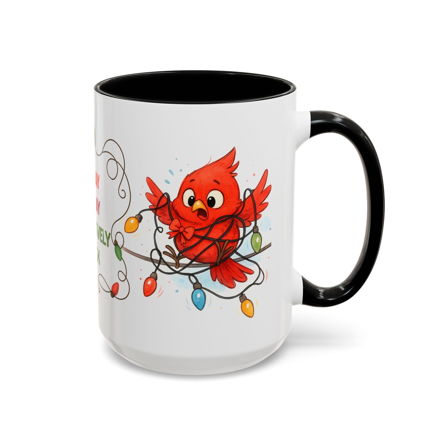 Holiday Coffee Mug - Cardinal and Christmas Lights