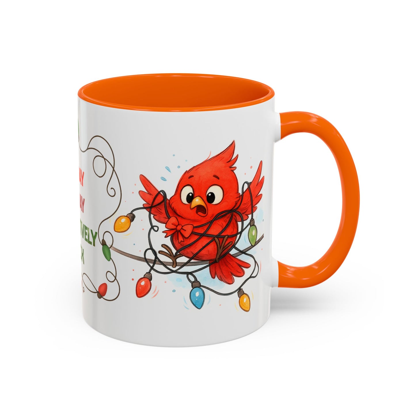 Holiday Coffee Mug - Cardinal and Christmas Lights