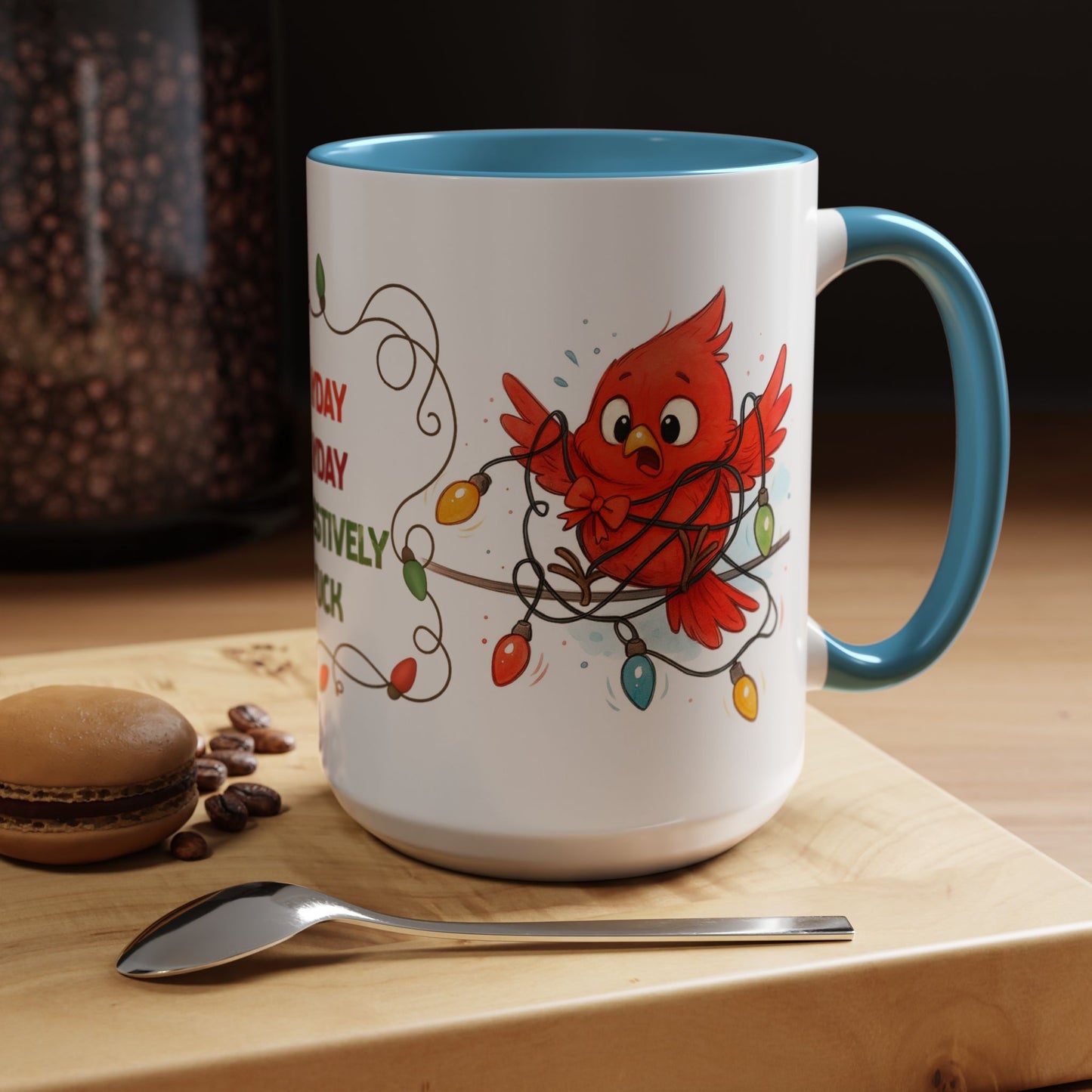 Holiday Coffee Mug - Cardinal and Christmas Lights