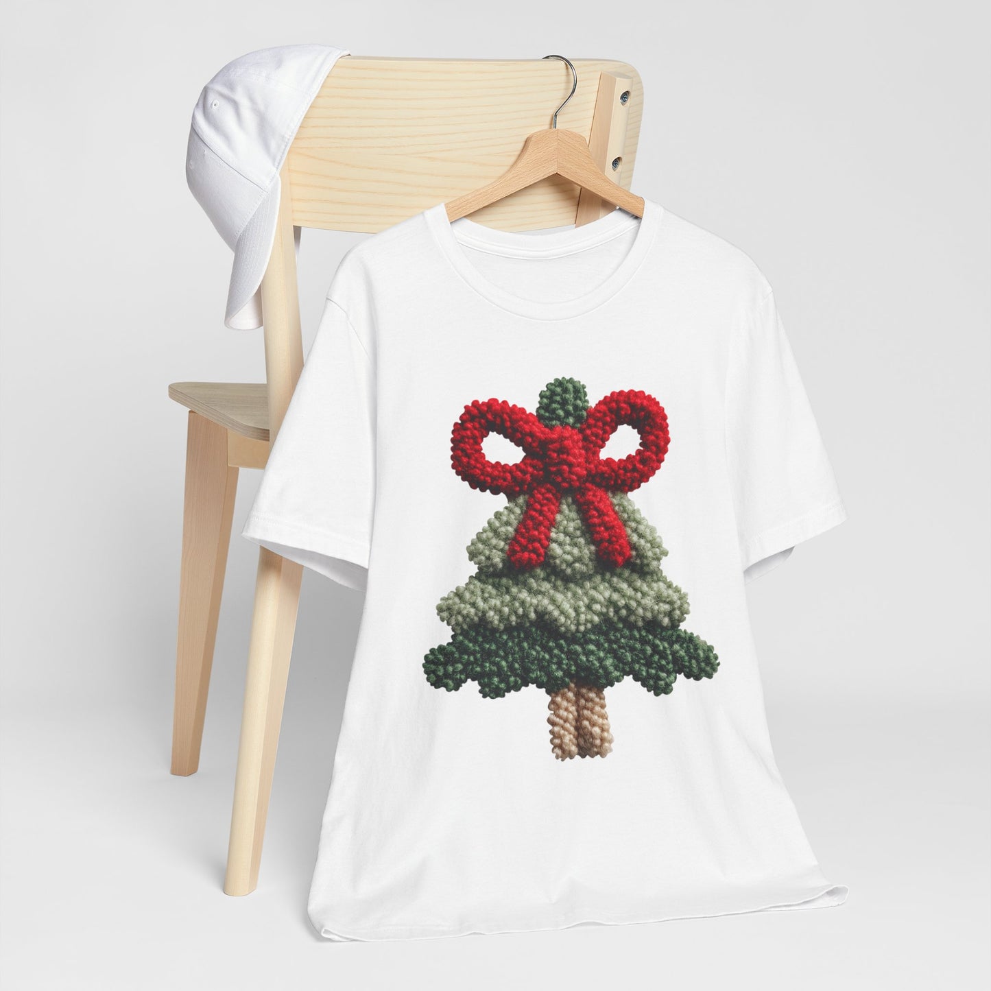 Christmas Tree Knit Tee - Tee with Red Bow