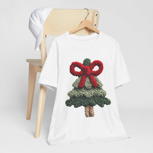 Christmas Tree Knit Tee - Tee with Red Bow
