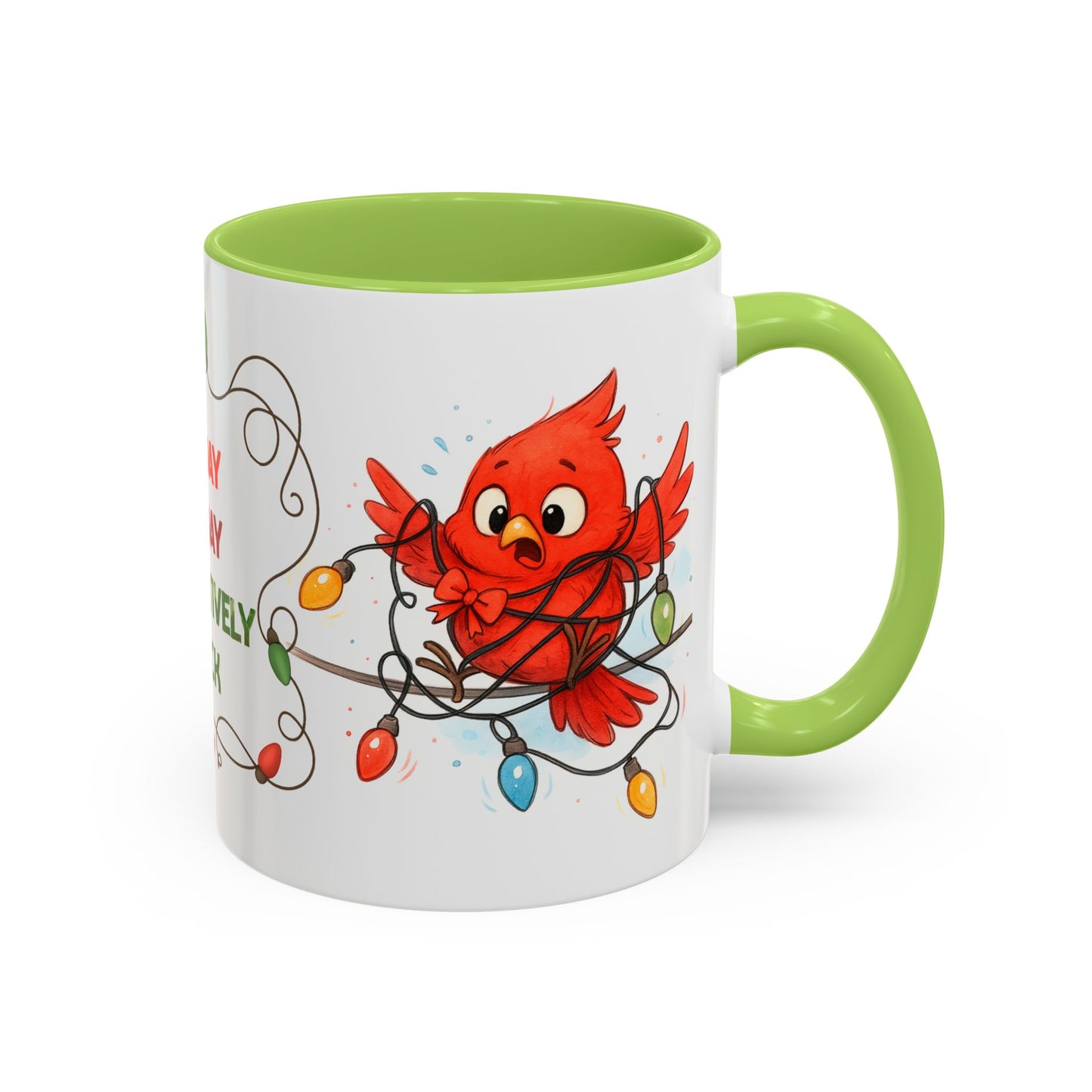 Holiday Coffee Mug - Cardinal and Christmas Lights