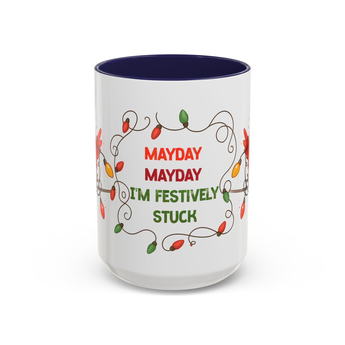 Holiday Coffee Mug - Cardinal and Christmas Lights