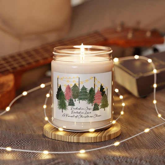 Christmas Forest Soy Candle — 9oz Scented Jar (Holiday Trees & String Lights)