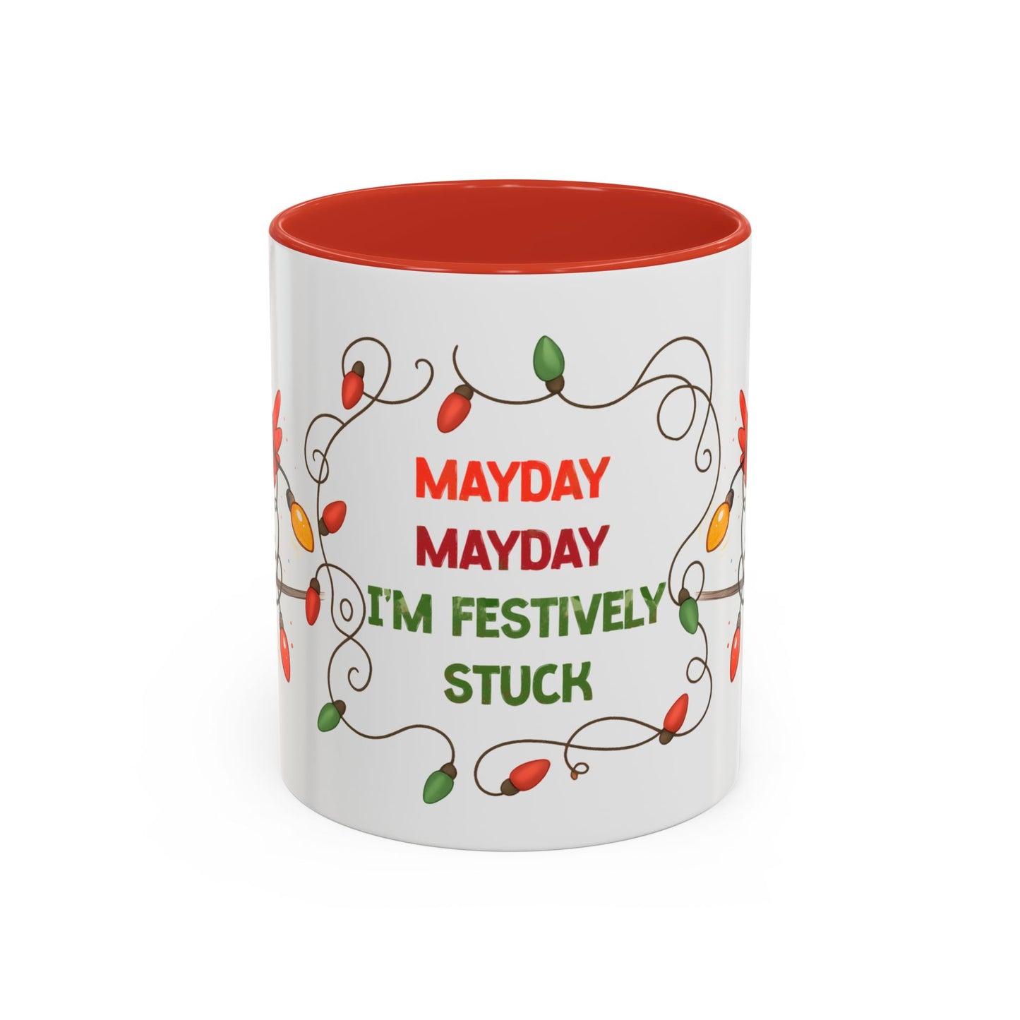 Holiday Coffee Mug - Cardinal and Christmas Lights