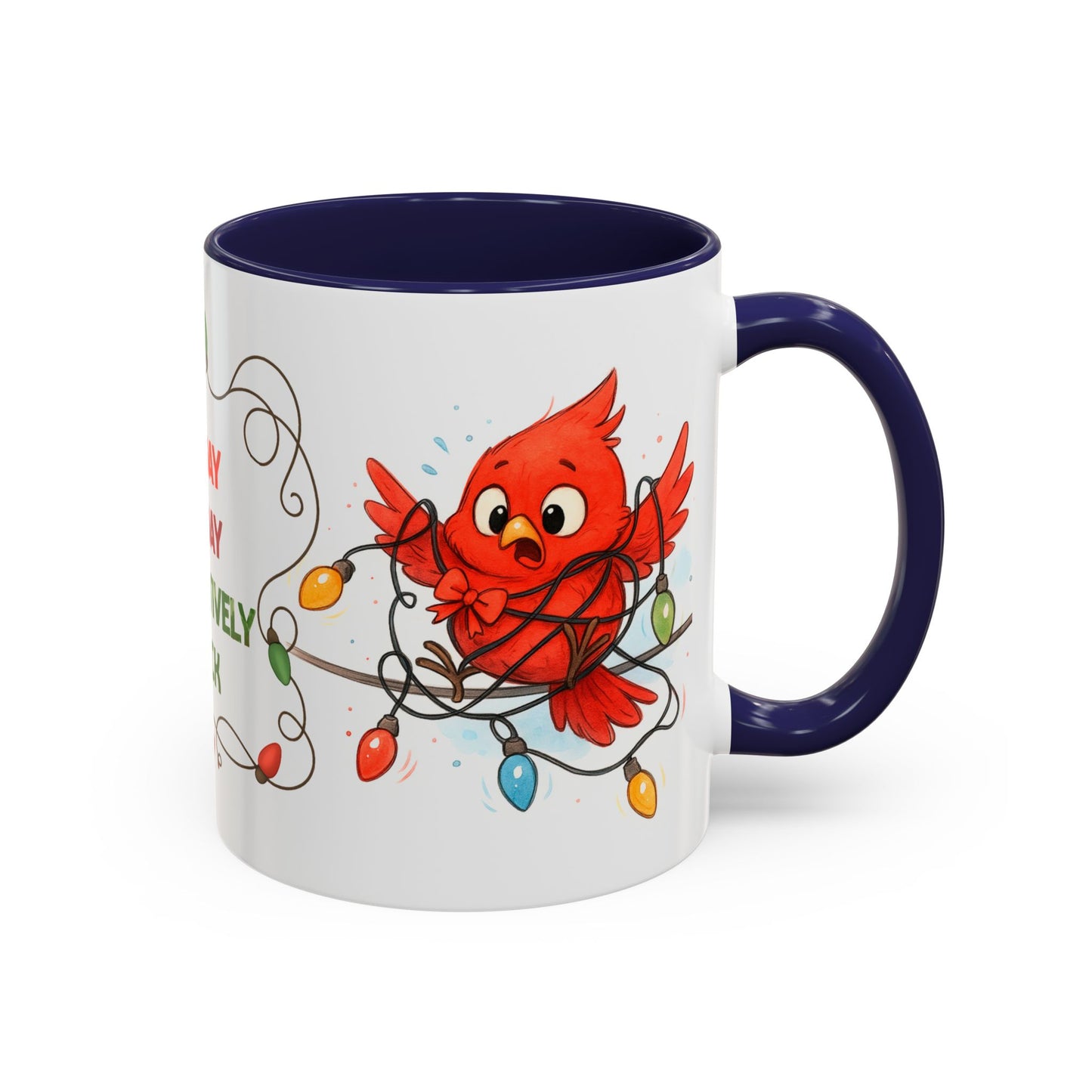 Holiday Coffee Mug - Cardinal and Christmas Lights