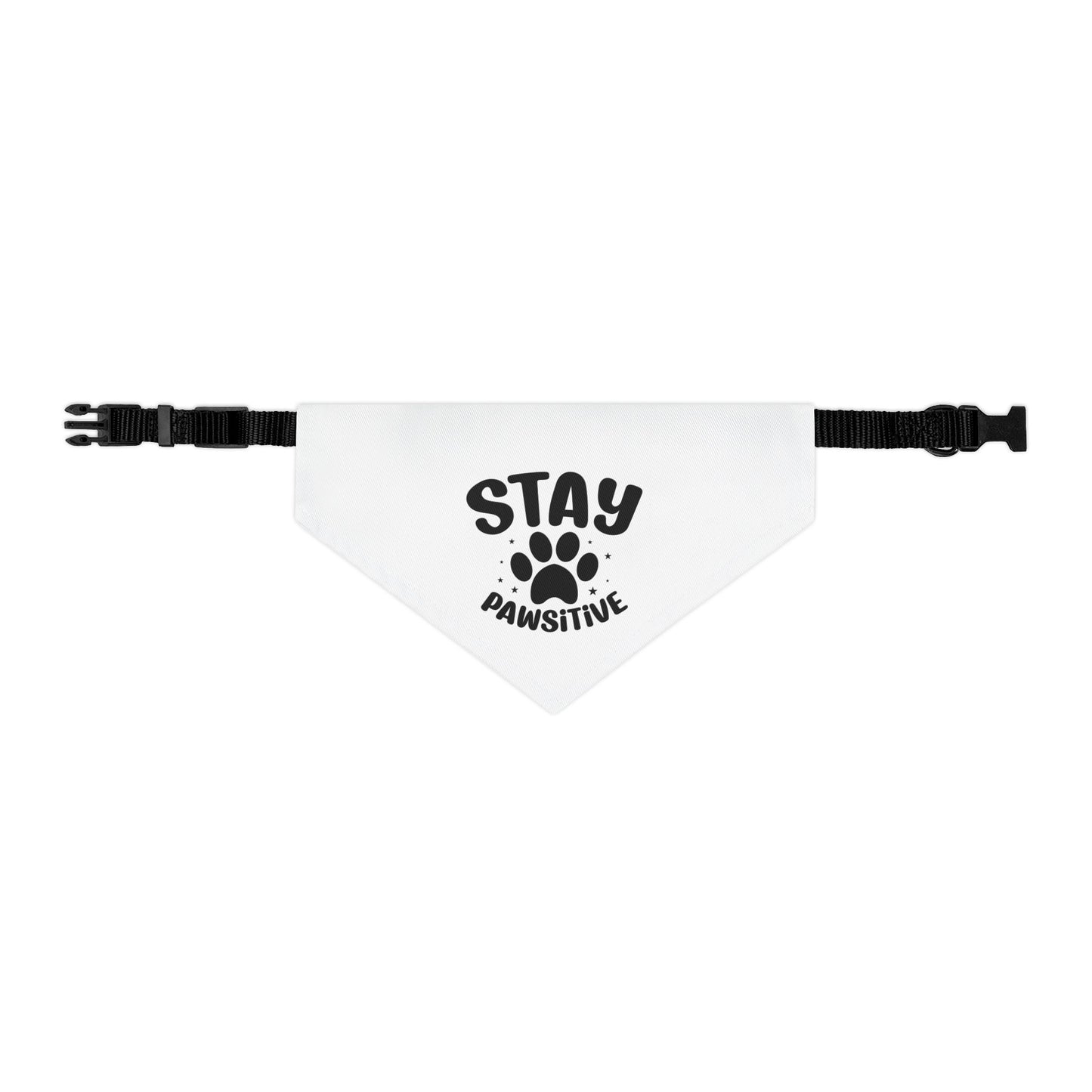 Stay Pawsitive Pet Bandana Collar — White Dog Bandana with Paw Print