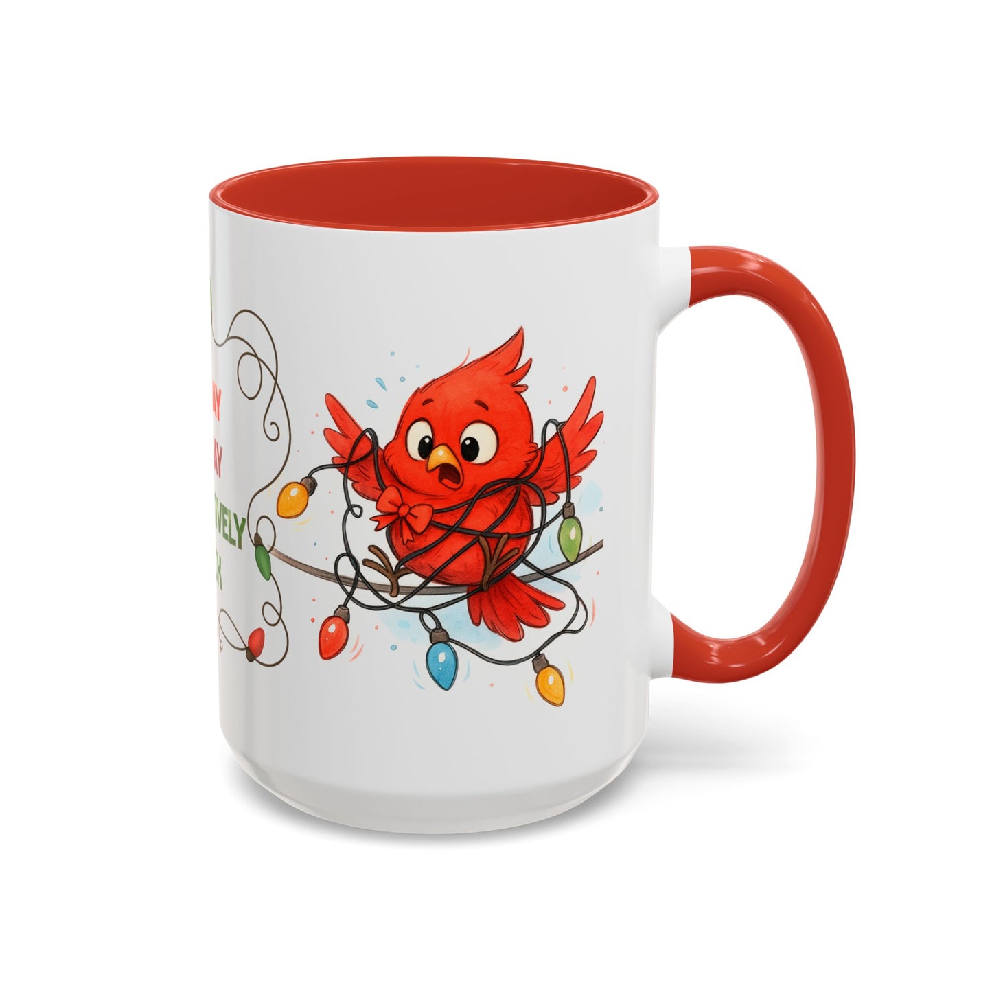 Holiday Coffee Mug - Cardinal and Christmas Lights
